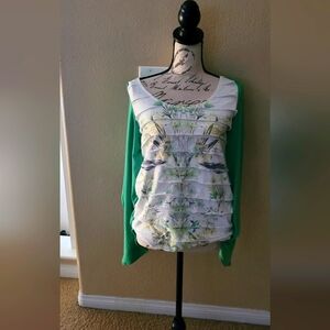 AB Studio Emerald Top; one piece, construction  cardigan